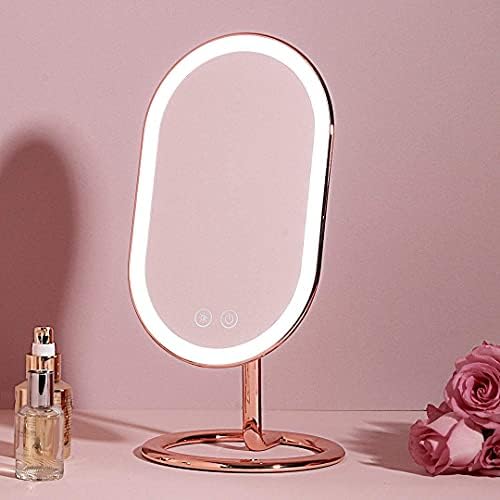 Fancii LED Makeup Mirror with 3 Dimmable Light Settings, Cordless & Rechargeable - Illuminated Tabletop Vanity Mirror, Dual Magnification - Vera (Rose Gold)