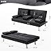 Walsunny Modern Faux Leather Couch, Convertible Futon Sofa Bed for Living Room with Armrest & Fold Up & Down Recliner Couch with Cup Holders(Black)