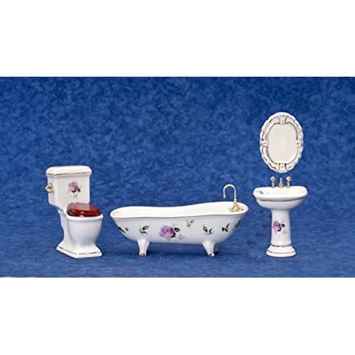 1:12 Scale Pink Roses Bath Set
