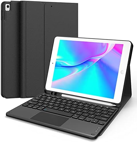CHESONA iPad 9th Generation Keyboard, Smart Touchpad, 2 Bluetooth Channels, Type C Rechargeable Keyboard for iPad 9/8/7th Gen 10.2 Inch, iPad Air 3rd Gen, iPad Pro 10.5, UK Layout, Black