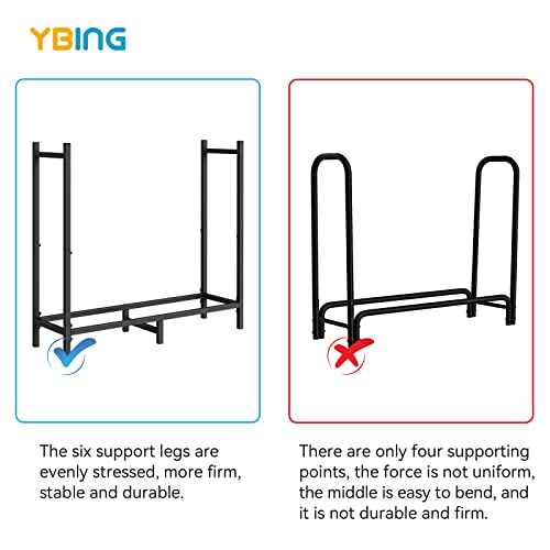 2.6Ft Outdoor Indoor Firewood Rack Holder For Fireplace Wood Storage, Fire Log Stacker Stand, Heavy Duty Metal Logs Stand Stacker Holder For Fireplace Lumber Storage Carrier Organizer，Matte Black #TOP3