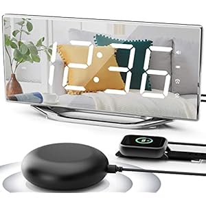 Extra Loud Vibrating Alarm Clock with Bed Shaker for Deep Sleepers Adult Hearing impaired Deaf, Dual Alarms Digital…