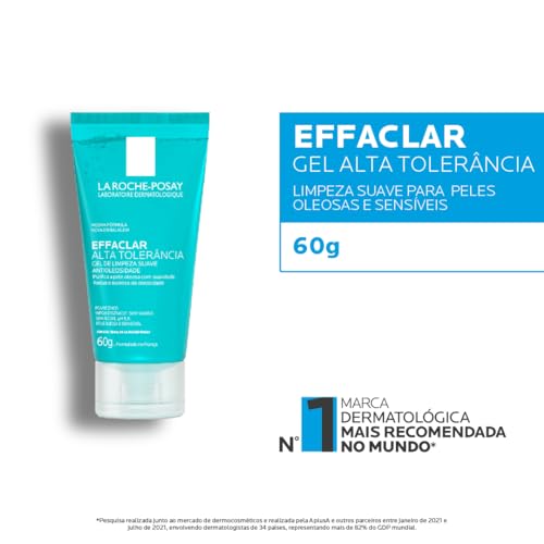La Roche-posay Effaclar Gel Alta Tolerância 60g. Gel de Limpeza Facial. Limpa a Pele Suavemente Redu