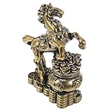 Homoyoyo Brass Horse Wealth Estatua pequeña figura de caballo Feng Shui signo del zodiaco chino decoración para el hogar oficina amuleto de la suerte regalo prosperidad