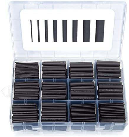 MILAPEAK 650 PCS Heat Shrink Tubing Kit, UL Approved Heat Shrink Tube Wire Wrap, 2:1 Ratio Electrical Cable Sleeve Assortment with Storage Case for Long Lasting Insulation Protection (8 Sizes, Black)