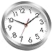 AKCISOT Wall Clock, Modern Small Wall Clocks Battery Operated 8 Inch, Silent Non-Ticking Analog Classic for Office, Home, Bathroom, Kitchen, Bedroom, School(Silver)