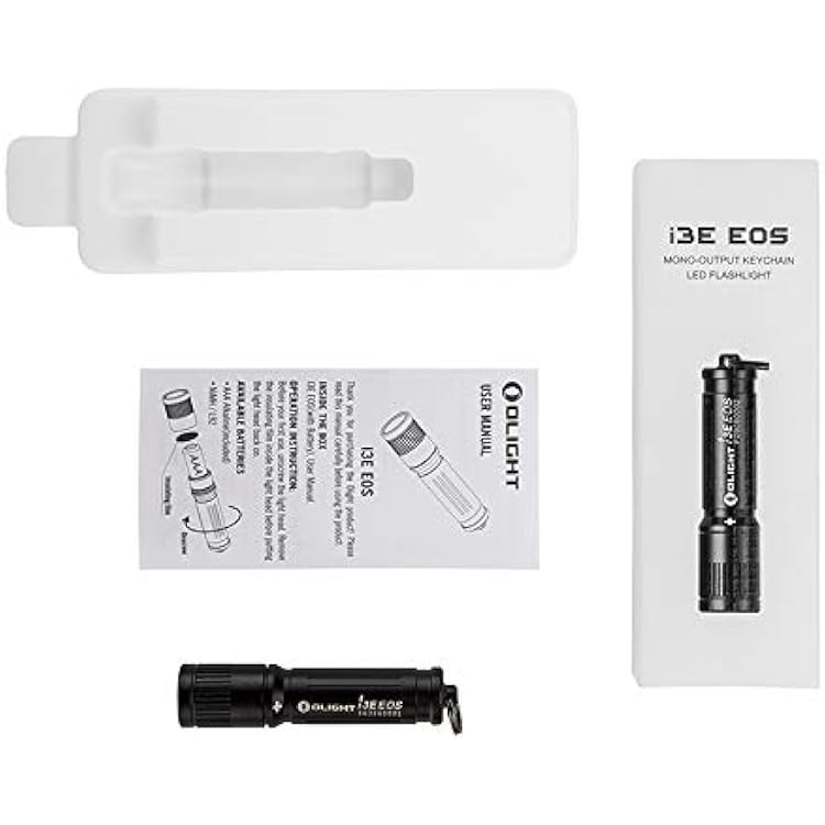 OLIGHT i3E EOS PMMA TIR Lens AAA EDC Flashlight 90 Lumens Compact Keychain Flash Light for Night, Camping (Black)