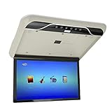 Zwinner Auto-Deckenmonitor, 19-Zoll-LCD-Bildschirm, Overhead-Multimedia-Player, 160°-Öffnung, Fernbedienung, 16-farbiges Umgebungslicht für 12 V 24 V Wohnmobile, Wohnwagen