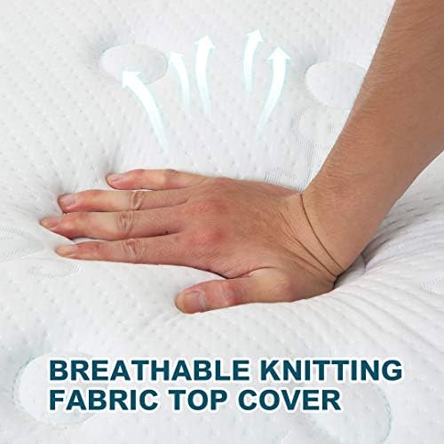 Kono Double Mattress, 4FT6 Pocket Spring Mattress Double Memory Foam Mattress Breathable Foam Medium Firm with Knitted Fabric Fire Resistant - 135 x 190 x 20 cm