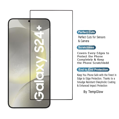 Image of Screen Protector for Samsung Galaxy S24 Plus 5G (Black) Tempered Glass Edge-to-Edge 6D Screen Guard With Installation Kit.