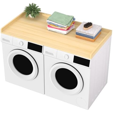 Uniflasy Washer Dryer Countertop for GE, LG, Samsung – 54" x 27.5" Laundry Shelf Topper with Edge, Cover Guard & Storage Organizer for Washer and Dryer, Laundry Hamper Counter Space Saver Cover