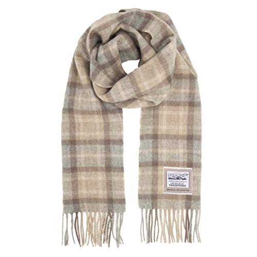 Heritage Traditions 100% Pure Wool Tartan Scarf Check Scarf for Men & Women Scottish Scarf Men Style Womens Wool Scarf with Soft Brushed Finish & Fringe (Mackellar Natural)