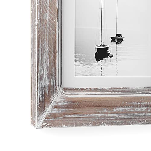 Barnyard Designs 4 Rustic Picture Frames With Matte For 4X6 Picture Frames And 5X7 Collage Picture Frames For Wall, Distressed Wood Pictures Frames Farmhouse Picture Frames, Wall Hanging, Brown, 16X12 #TOP5