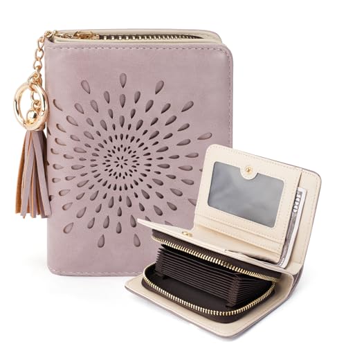 APHISON RFID Small Wallets for Women Ultra PU leather Card Holder Bifold Womens Ladies Wallet Zipper Coin Pocket