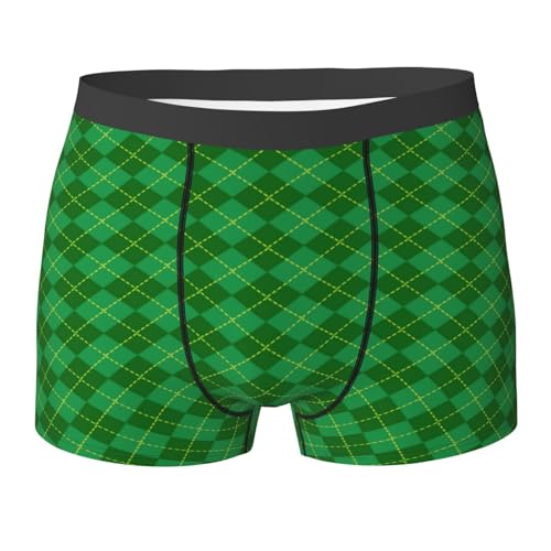 SHAOMABA St Patricks Day Shamrock Green Plaid Tartan Cool, Breathable And Comfortable Fashionable Flat Corner Underwear