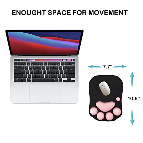 Cute Ergonomic Mouse Pad Wrist Support, Cat Paw Mouse Pad With Wrist Rest, Comfortable Computer Mouse Pad For Laptop, Pain Relief Mousepad For Office & Home(Black+Cherry Pink) #TOP1