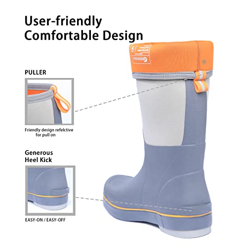 Gieeshield Rubber Boots For Men And Women All-Season, Waterproof Rain Boots With Steel Shank, 6Mm Neoprene Durable Rubber Outdoor Muck Mud Boots.（Gray） #TOP4