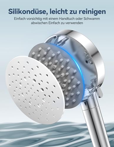 VOXON Duschkopf mit Filter, Hochdruck Shower Head mit 6 Strahlarten, Wassersparender Handbrause mit 3-Lagen-Filtration Druckerhöhende Duschbrause für Entfernen vom harten Wasser, Rest-Chlor, Bakterien