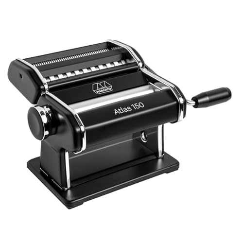 Marcato Macchina per la Pasta Atlas 150, Nera, Alluminio Anodizzato, per Lasagne, Fettuccine, Tagliolini, Compatibile con 11 Formati Extra, Linea Premium.