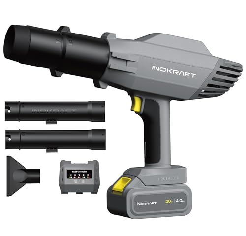 InoKraft 20V Cordless Leaf Blower with 4.0Ah Battery, Compact 3.17 lb Lightweight Electric Blower 125 MPH 270 CFM, 2-Speed Portable Handheld Blower for Yard, Garage, Driveway & Car by InoKraft - Used condition - US$107.70