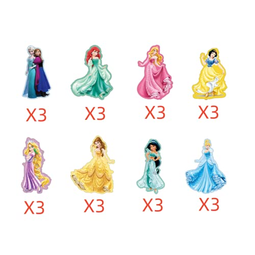 24Pcs Edible Princess Cupcake Topper Princess Cupcake Decorations Cute Cartoon Party Cake Decoration Wafer Paper Cupcake Topper (All Princess) #TOP1
