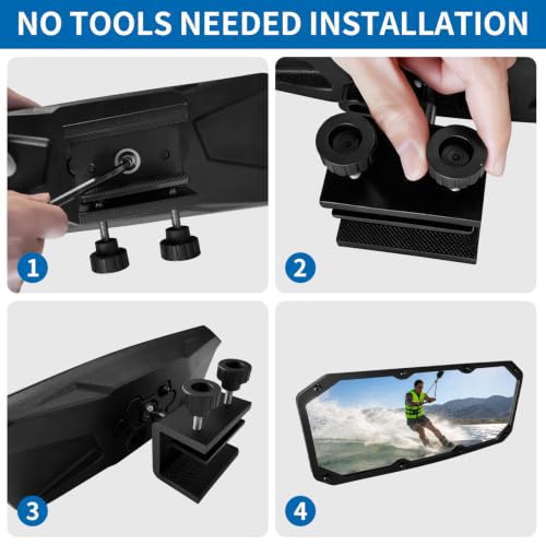 Esploratori Boat Rear View Mirror,Universal 4"x11" Marine Mirror Accessories and Lock Konb,Wide-angle Convex Boat Fit for Pontoon Boat Floating Bridge Boat Sports Crew Surfing by Esploratori - Used condition - Image 3