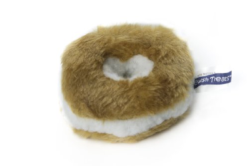 Copa Judaica Chewish Treat 4-Inch Diameter Bagel Cream Cheese Squeaker Plush Dog Toy, Small