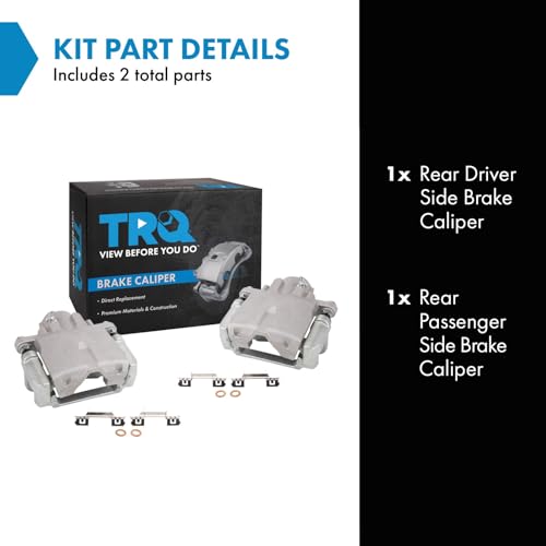 Image of TRQ Rear Driver and Passenger Side Brake Caliper Set Caliper Brackets Compatible with 04-09 Cadillac SRX
