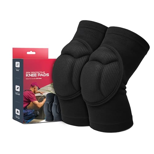 Image of Knee Pads Large - 2 Pack - EVA Foam Padding - Lightweight & Breathable - Slim Fit for Sports, Work & DIY - Anti-Slip Grip - Flexible Nylon/Spandex - S/M