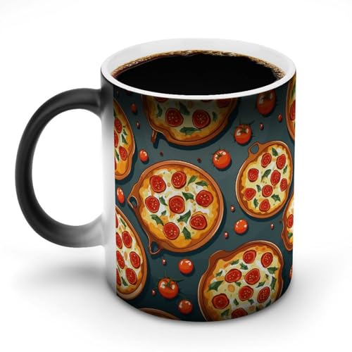 KWQDOZF Tazas de café sensibles al calor con impresión de pizza. Taza que cambia de color. La imagen completa se revela al agregar CALIENTE KWQDOZF Tazas de café sensibles al calor con impresión de pizza. Taza que cambia de color. La imagen completa se revela al agregar CALIENTE