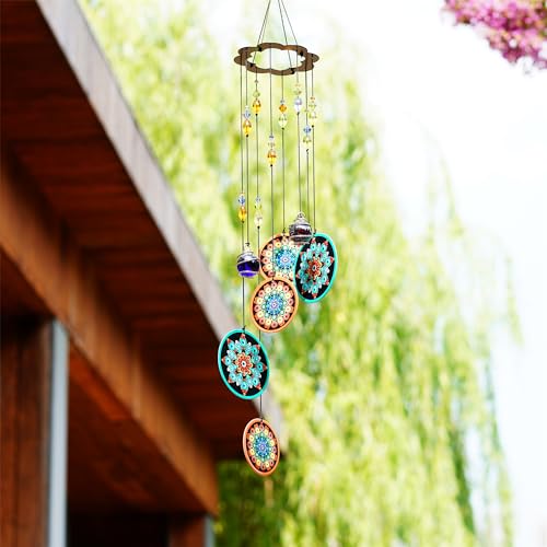 YU FENG Carillon éolien en métal, motif de fleur, 59,7 cm, à suspendre, pour l'extérieur – vue 7