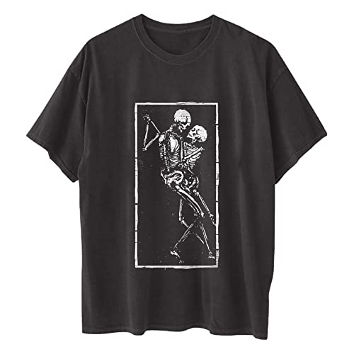 Image of Summer Y2k Tops for Womens, Casual Vintage Short Sleeve T-Shirt, Girls Oversize Loose Round Neck Elastic Tee