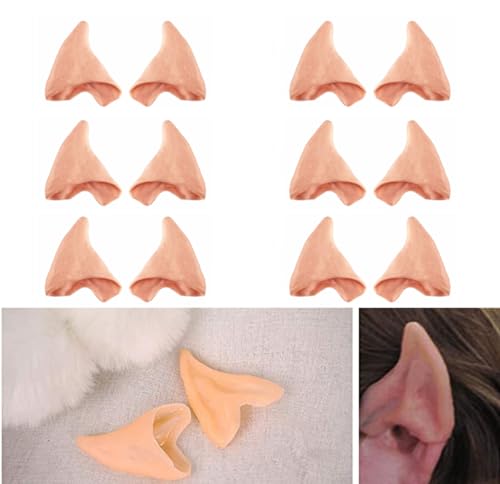 Kbraveo 6 Pairs Latex Soft Elf Ear Fake Ears Ear Tips For Halloween Cosplay Costumes Themed Party Accessories…