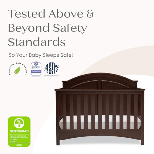 Image of Delta Children Perry 6-in-1 Convertible Crib & Mattress, Walnut Espresso