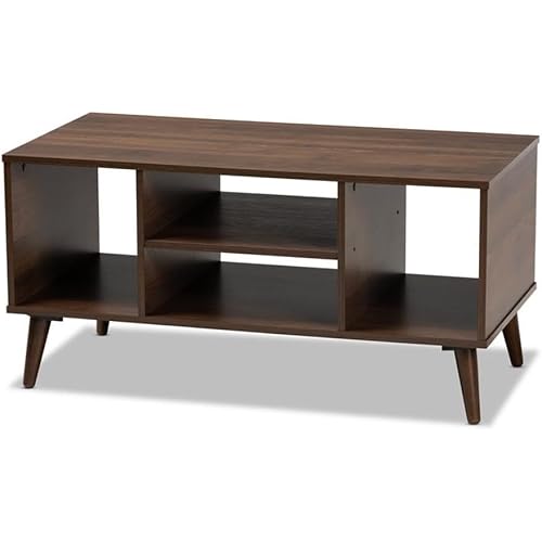 Baxton Studio Linas Mid-Century Modern Walnut Finished Coffee Table