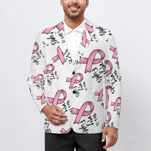 This Is My Fights Ribbon Breast Cancer Men's Blazer Printed Button Suit Jacket Slim Sport Coat Blazers2