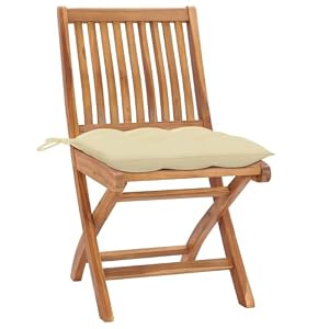 SKM SKM Gartenstühle 2 STK. mit Cremeweißen Kissen Massivholz Teak, Weight: 16.23 kg, 3062450
