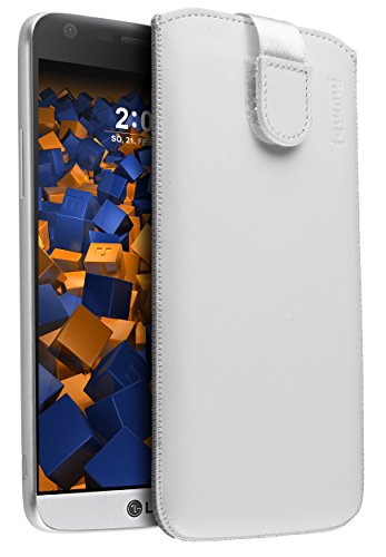 mumbi Echt Ledertasche kompatibel mit LG G5 Hülle Leder Tasche Hülle Wallet, weiss