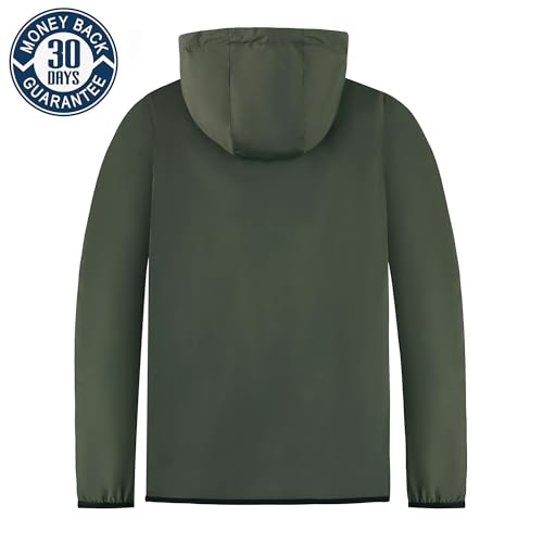 Men's Zip Up Waterproof Rain Jacket Outdoor Lightweight Softshell Raincoat for Hiking Travel WIth zippered Pocket2