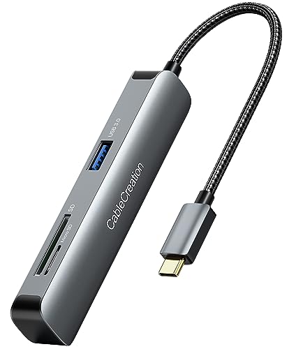 Hub USB C, koncentrator HDMI, koncentrator USB CableCreation USB, 2 USB 3.0, 1 adapter HDMI 4K, czytnik kart SD/Micro SD, stacja dokująca do MacBook Pro/Air/M1 do iPad Pro/Surface/XPS/Pixelbook,