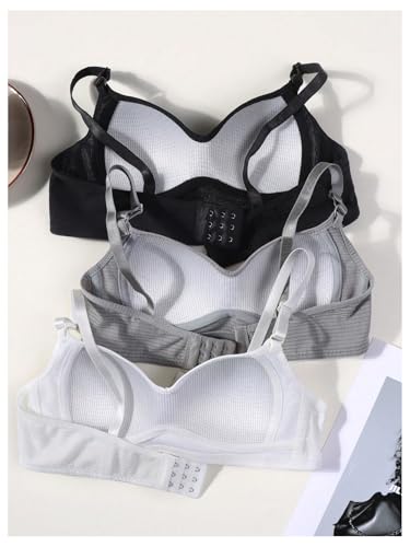 OYOANGLE Girl's 3 Pack Ribbed Training Bras Breathable Comfy Padded Bra with Adjustable Straps2