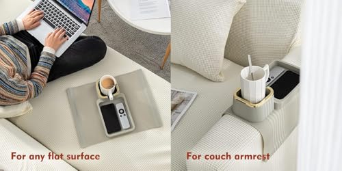Image of Silicone Couch Cup Holder, Tray Anti-Spill Sofa Drink Coaster Anti-Slip Armrest Cup Holder Suit Tray for Remote, Snacks, Tissue, Magazines, Cellphone and iPad, Gift for Family, Friend (Blue)