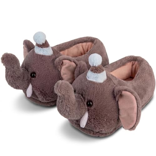 ARELUX Animal Slippers for Women & Men - Fluffy Plush Indoor/Outdoor House Shoes, Bee Warm Winter Slippers with Memory Foam, Non-Slip Sole