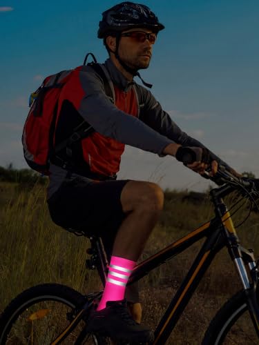 Image of 4 Pairs Glow in Dark Socks Cycling High Reflective Running Socks Night Safety Hosiery Compression Athletic
