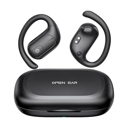 Auriculares Abiertos, Auriculares Bluetooth B1 Carga Inalámbrica, Bajos Profundos, 50 Horas de Reproducción, Estuche de Carga Con Pantalla Digital, Auriculares De Conducción Ósea Con Micrófono Para