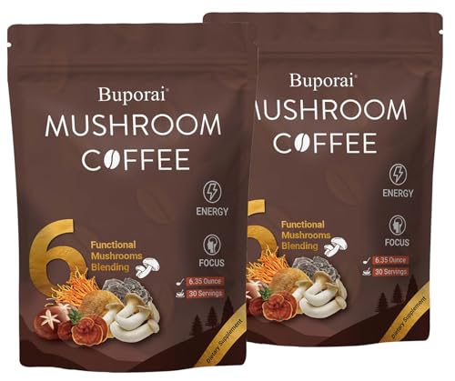 Mushroom Coffee, Instant Mushroom Coffee with 6 Mushrooms