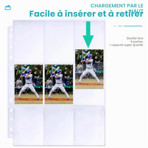 Lot de 30 Pochettes pour Cartes à Collectionner à 540 Poches, Double Face 9 Poches, Feuilles de Cartes pour Classeur à 11 Anneaux – vue 6