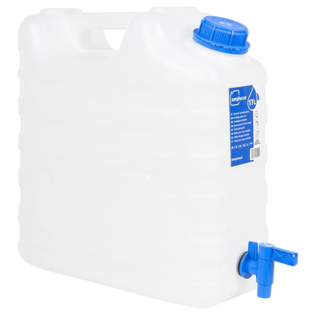 vidaXL Garrafa de Agua con Grifo plástico Transparente 15 litros, contenedor de Agua, Jarra de Agua, depósito de Agua, contenedores de Agua