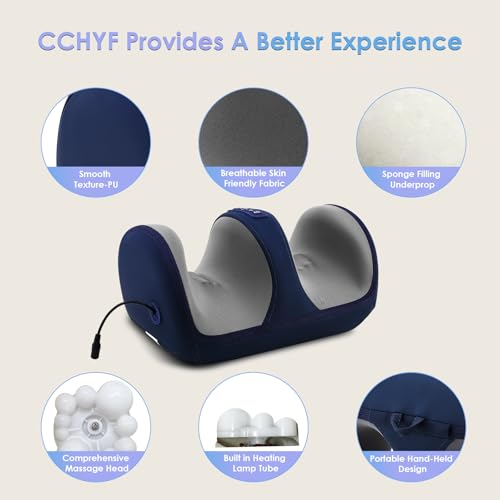 Image of Foot Massager with Heat, Electric Foot and Calf Massager with Roller, Deep Tissue Massage for Plantar Fasciitis, Neuropathy & Pain Relief, Gifts for Women & Men(Blue)