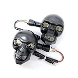 culycey 2 PCS LED Motorcycle Turn Signal Lights, Waterproof Skull Head Motorcycle Blinkers, High-visibility LED Turn Signal Indicators Light, Universal Vehicle Lamps Decoration (Black)